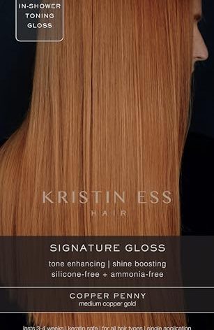 Kristin Ess Hair Copper + Auburn Hair Gloss Semi Permanent Hair Dye - Copper Penny - Shine Boosting Red, Auburn + Strawberry Blonde Color - Deep Conditioning Brightening Treatment for Women - Vegan
