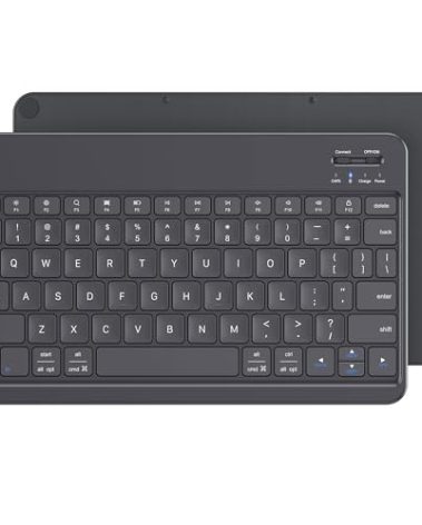 Emetok Portable Wireless Keyboard with Larger Keycaps, Automatic Bluetooth Identification Keyboard for iPad/Samsung/Windows, Rechargeable Speedier Response/Comfortable Typing