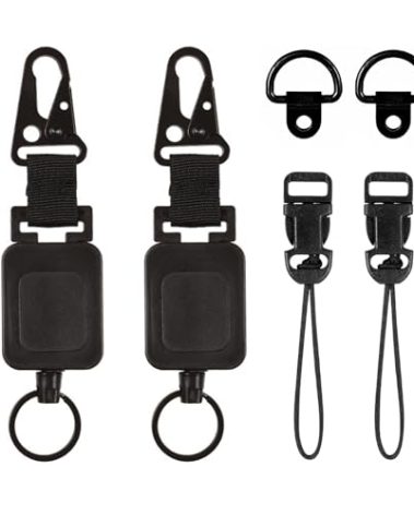 SwiftServ 2 Pack CB Mic Retractable Holder with Heavy Duty 24" Stainless Steel Cord, Easy D-Ring Mount for Truck Drivers