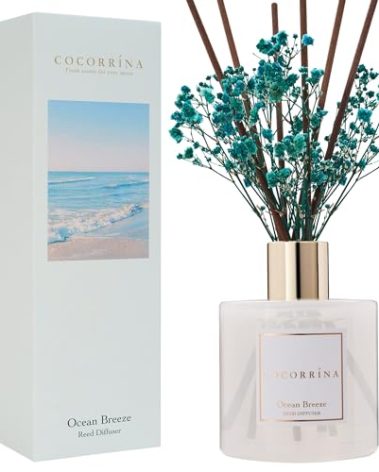 COCORRÍNA Reed Diffuser - Ocean Breeze Scented Diffuser with 8 Sticks Home Fragrance Reed Diffuser for Bathroom Shelf Decor
