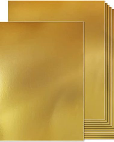Gold Metallic Cardstock Paper 8.5 x 11 inches 100 Sheets 100lb Cover, Reflective Mirrored Cardstock, for Scrapbook Arts and Craft DIY Projects