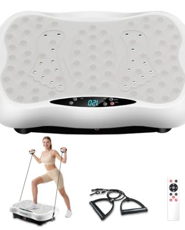 Damkee Vibration Plate Exercise Machine, Vibrating Equipment for Weight Loss and Lymphatic Drainage Massager, 3D Waver Exerciser for Fitness, Full Body Workout Shake Board with 120 Adjustable speeds