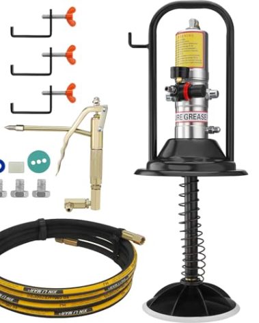 VEVOR Grease Pump, Air Operated Grease Pump with 13 ft High Pressure Hose and Grease Gun, Pneumatic Grease Pump with Barrel Cap, Portable Lubrication Grease Pump 360° Gun Head