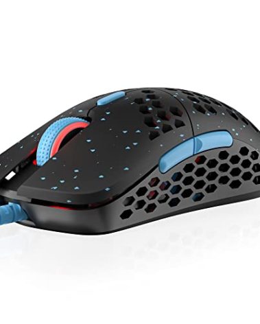 HK Gaming Mira M Ultra Lightweight RGB Gaming Mouse | Honeycomb Shell | 63 Grams | max 12000 cpi | USB Wired | 6 programmable Buttons | On-Board Memory | Anti Slip Grips | Mira-M Blue Phantom
