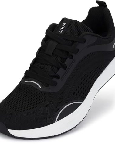 WHITIN Mens Wide Width Toe Box Zero Drop Road Running Shoes Tennis Athletic Size 9.5 Stability Sports Walking Sneakers Zapatos De Correr Male Black White 43