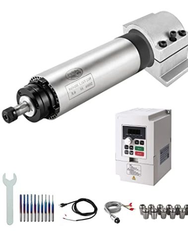 CNC Spindle Motor Kits, 220V 1.5KW CNC Spindle Air Cooled Spindle Motor+220V 1.5KW VFD+Φ65mm CNC Clamp Mount + ER11 Collet Set+ Drill Bits+Wrenches for CNC Router Mahine