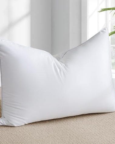 ABOUTABED Goose Feather Down Pillow Standard Size - Luxury Soft Feather Down Pillow for Sleeping - Hotel Quality Bed Pillow - Wrapped in Polyester (Solid White, 20x26 Inch)