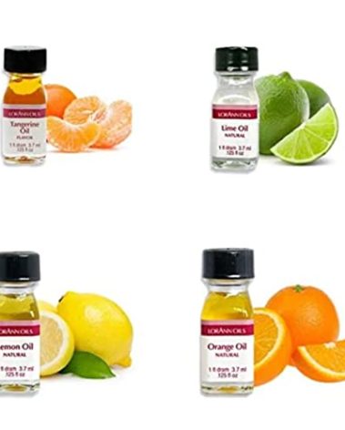 LorAnn SS 4 pack Citrus Flavor Mix ( tangerine Oil, Lime Oil, Lemon Oil. Orange Oil) - 1 dram bottle (.0125 fl oz - 3.7ml) Bottles