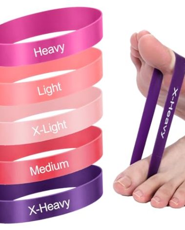 5Pcs Toe Bands Big Toe Spacers for Bunion Correction Portable Loop Resistance Bands for Stretching Yoga Exercise (Pink)