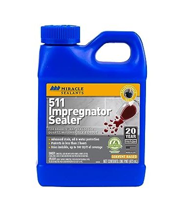 Miracle Sealants 511 Impregnator Advanced Penetrating Sealer for Countertops, Stone, Tile & Grout, Pint