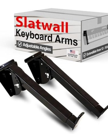 Victory Display Heavy-Duty Steel Slatwall Piano Keyboard Stand (1-Pack), Wall Mount w/ Telescoping Arms (12"-18"), Piano Stand, Keyboard Holder, Keyboard Stand Piano, Music Production Equipment