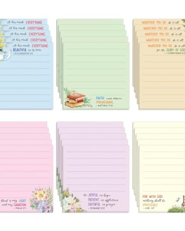 30 Pack Bible Sticky Notes - 600 Sheets Christian Notepads Inspirational Sticky Notes Religious Bible Verse Quotes Notepads for Message Reminder Gifts Diary Lists Schedules Studying Office School