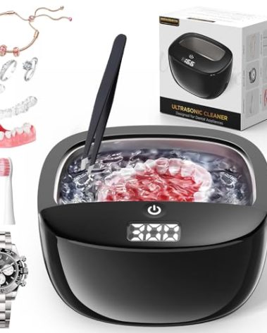 Ultrasonic Retainer Cleaner Machine, 42kHz Portable Ultrasonic Dentures Cleaner, 130ML Ultrasonic Jewelry Cleaner for Dental Retainer, Mouth Guard, Watch, Ring, Diamond -Home or Travel Use