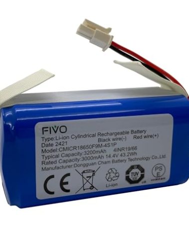 FIVO Replacement Battery Compatible with Coredy R750-2200pa, G800, G850, Kyvol E20, E30, E31 Robot 3200mAh 14.8V