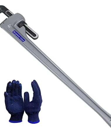 KARRYTON 48 Inch Aluminum Pipe Wrench, 8"/200mm Adjustable Jaw Capacity, Heavy Duty Straight Handle Plumbing Wrenches Plumbers Tool, Exceed the Standard GGG (48-INCH)