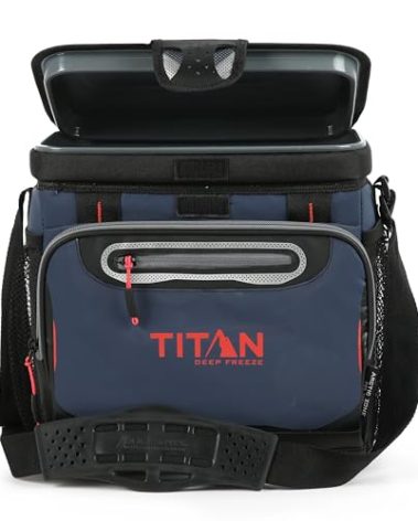 Titan by Arctic Zone Deep Freeze Cooler - 16 Can Zipperless Hardbody Cooler - Deep Freeze Insulation, HardBody Liner, and SmartShelf - Navy Blue