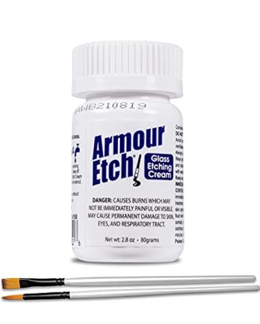Armour Etch Glass Etching Cream - Starter 2.8oz Size - Bundled with Moshify Application Brushes