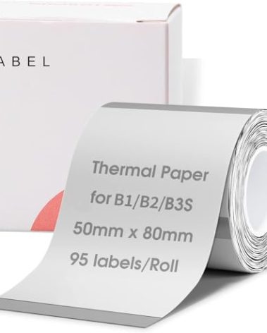 NIIMBOT Labels, 2'' x 3.15'' (50x80mm) Thermal Sticker Label, Waterproof Price/Memo Labels for NIIMBOT B1/B21/B3S/K3 Label Printer, 1 Roll of 95 Self-Adhesive Thermal Labels (Clear)