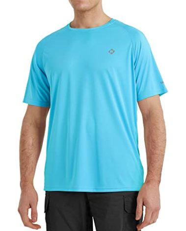 NAVISKIN Men's Sun Protection UPF 50+ UV Outdoor Short Sleeve T Shirts Sea Blue Size M