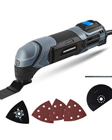 Hammerhead 2.2-Amp Oscillating Multi-Tool with 1pc Flush Cut Blade, 1pc Semicircle Saw Blade, 1pc Sanding pad, 3pcs Sanding Paper - HAMT022