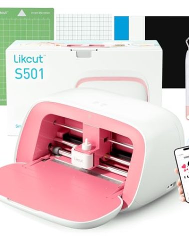 Likcut Vinyl Cutter Machine, Upgrade Cutting Machine Glee S501 for DIY Joy, Portable Smart Cutting Tool for Crafter, Sticker Decal Maker Printing for Family & School Fun Projects and Decorations, Pink