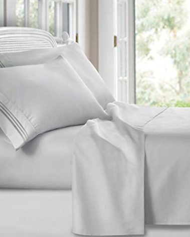 Clara Clark Bed Sheets, Premier 1800 Series 4 Piece Bed Sheet Set, Deep Pocket, Wrinkle, Fade, Stain Resistant, Luxury Soft Bedding Sheets & Pillowcases, King, Silver Gray