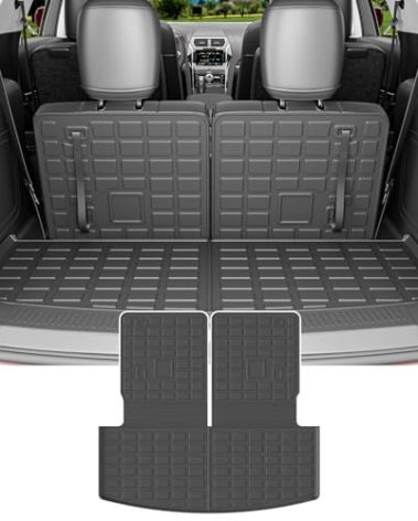 powoq 6&7 Seats Cargo Mat Compatible with 2020-2025 Ford Explorer Trunk Mat TPE Cargo Liner Trunk Liner Replacement for 2020 2021 2022 2023 2024 2025 Ford Explorer Accessories