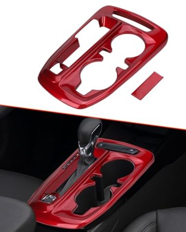 ZWPARTS Gear Shift Panel Trim Cover Compatible with 2024 2025 Chevy Trax (LS,1RS,LT,2RS,ACTIV) ABS Shift Panel Cover for 2024 Trax RS Accessories (Red)