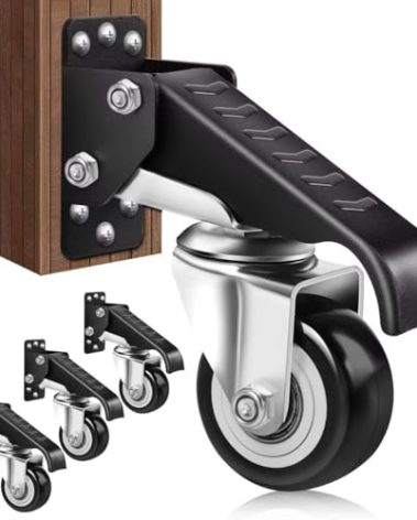 SPACECARE Retractable Workbench Casters Kit, Heavy Duty Workbenches Wheeels with 600 lbs Capacity, Adjustable Workbench Casters for Workbenches, Tables, and Cabinets, Easy to Install 4 Pack