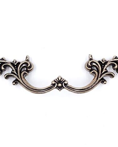 Jetland French Provincial Drawer Pulls - 6-Pack, Antique Brass, 3" Hole Centers, Vintage Shabby Chic Pulls for Dresser Nightstand Cabinet, PW1619ABR76