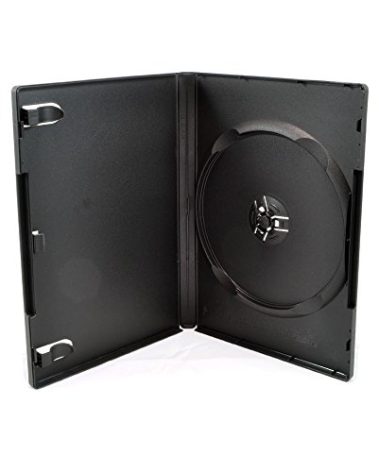 25 Pack Maxtek Standard 14mm Black Signle Disc DVD Cases with Outter Clear Sleeve