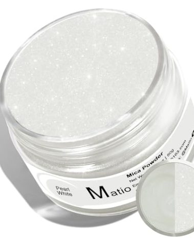 Matio Mica Powder, 1.8oz/ 50g Diamond White Pearlescent Effect Mica Powder for Epoxy Resin Natural Color Pigment for Soap Making, Bath Bomb, Candle Dye, Resin Craft, Paint,Nails,Jewelry, Slime Pigment