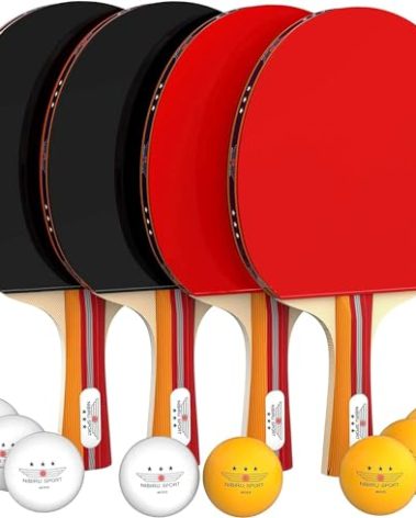 NIBIRU SPORT Professional Ping Pong Paddles Set of 4 - Table Tennis Paddles Set of 4 with 8 Balls and Carry Bag/Storage Case - Table Tennis Equipment & Ping Pong Accessories
