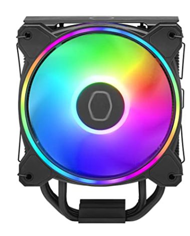 Cooler Master Hyper 212 Halo CPU Sink - Black Aluminum Finish, 4 Heat Continuous Direct Contact Pipes with Fins, MF120 Halo2 ARGB Fan, ARGB Detects, LGA1700 and AM5 Support - Black
