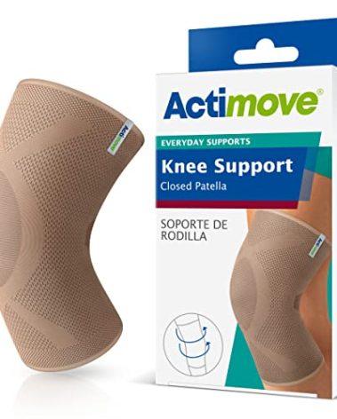 Actimove Everyday Supports Knee Support Closed Patella – Helps with Pain Relief and Swelling – For Chronic Knee Pain and Overuse Knee Injuries – Left/Right Wear – Beige, Large
