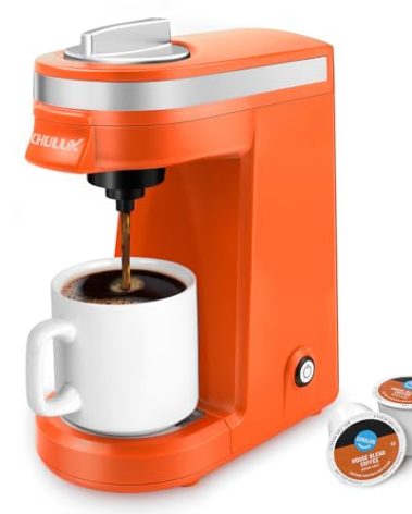 CHULUX Single Serve Coffee Maker for K Capsule, Mini Coffee Maker for One Cup Americano, Lightweight Pod Coffee Machine, Orange