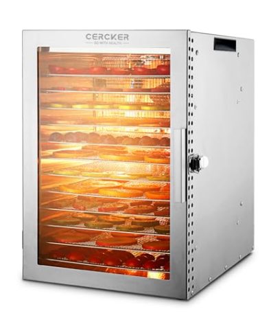 Food-Dehydrator Machine 12 Stainless Steel Trays, 10.9ft² Meat Dehydrator for Jerky, 800W Dryer for Herbs, 190ºF Temperature Control,24H Timer,Powerful Drying Capacity for Fruits,Yogurt