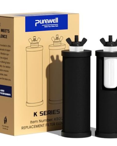 Purewell PF-3 Black 3-Stage Composite Purification Elements, Replacement Filters for ProOne® and Berkey® Filters, ProOne® or Berkey® Big+ Water Filter System and Purewell System (2 Pack, K Series)