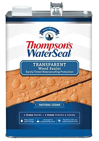 Thompson’s WaterSeal Transparent Waterproofing Wood Stain and Sealer, Natural Cedar, 1 Gallon