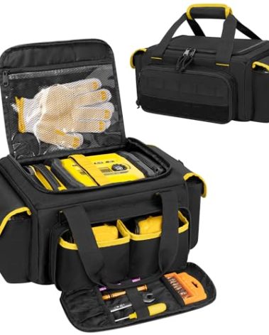 Rexmica Air Compressor Carrying Bag Compatible with DEWALT DCC020IB 20V Max Tire Inflator, Portable Tire Inflator Storage Bag for Air Compressor, Charger, Battery, Black