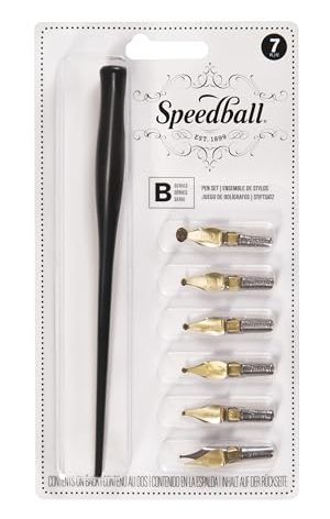 Speedball B-Series Lettering Pen Set - 1 Penholder w/ 6 Nibs