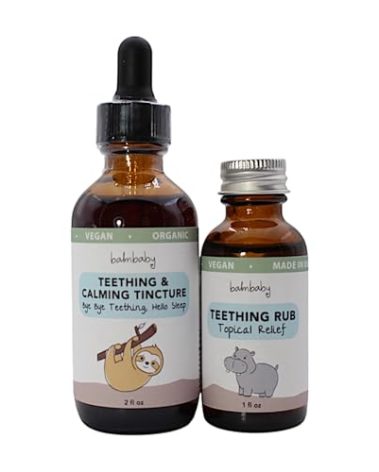 Balm Baby Teething Rescue Kit – 100% Natural Calming Tincture & Topical Teething Oil Rub | Kids Relief for Gum Inflamation & Discomfort - Organic, Safe and Gentle - Glass Bottles