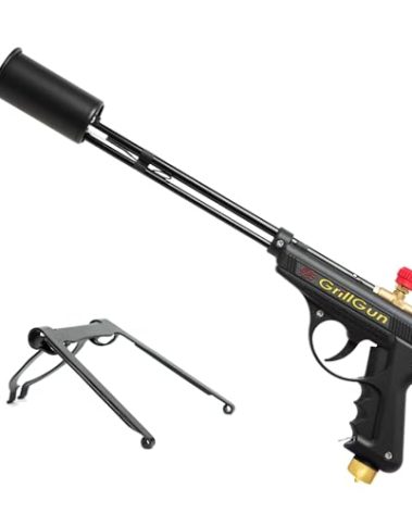Grillblazer GrillGun Handheld Propane Torch – 400,000+ BTU Flame Torch for Instant Charcoal Ignition, Outdoor Cooking, Firepits, Camping, BBQ – Portable High-Power Blowtorch With Stand