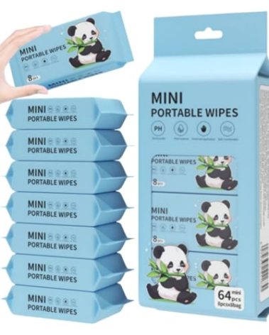 Mini Wipes Travel Size Wet Wipe 8 Pack Total 64 for woman(8 Count (Pack of 8))