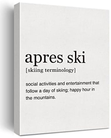 LEXSIVO Apres Ski Definition Print Canvas Wall Art Home Office Decor Modern Snowboarder Quotes Painting 12x15 Canvas Poster Framed Ready to Hang Artwork Skier Gift