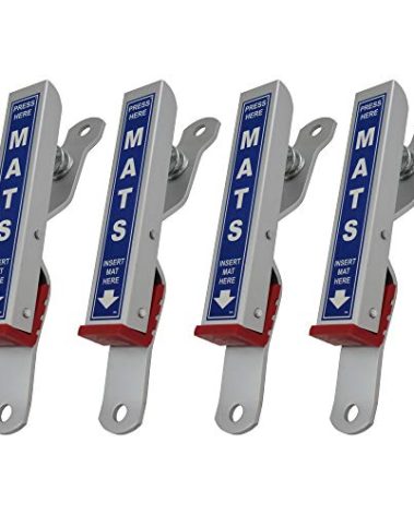 HI-TECH Car Wash Mat Clamps – Heavy-Duty Floor Mat Holders for Cleaning & Drying – Rust-Resistant Aluminum – Mountable – Holds All Mats – Blue, 4 Pack