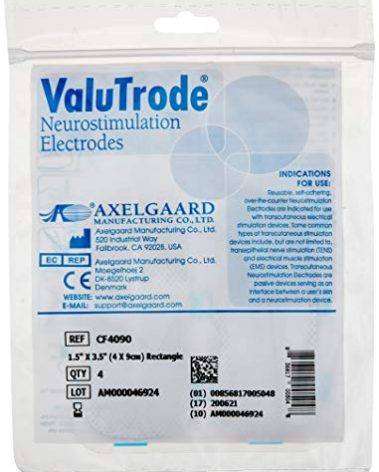 Physical Therapy 82183 Axelgaard ValuTrode Cloth Electrodes, 1.5" x 3.5" Rectangle, Pack of 40
