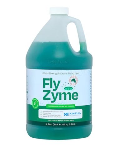 Kinzua Environmental Fly-Zyme, Highly Concentrated Enzyme Drain Cleaner for Pipes, Drain Gel for Fruit Flies, Organic Waste Degrader & Odor Neutralizer, 1 Gallon