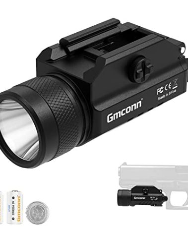 Gmconn 1200 Lumens Rail Mounted Compact Pistol Light LED Strobe Tactical Gun Flashlight with 2 x CR123A Lithium Batteries