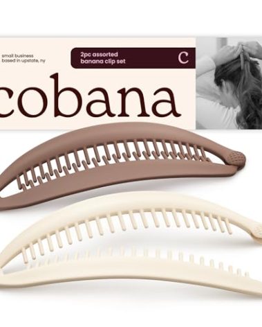 Cobana Banana Clip Hair Clips - Volumizing Hair Claw Clips & Hair Styling Accessories for Thick & Thin Hair - Large 6'' Set of 2 (Neutral)